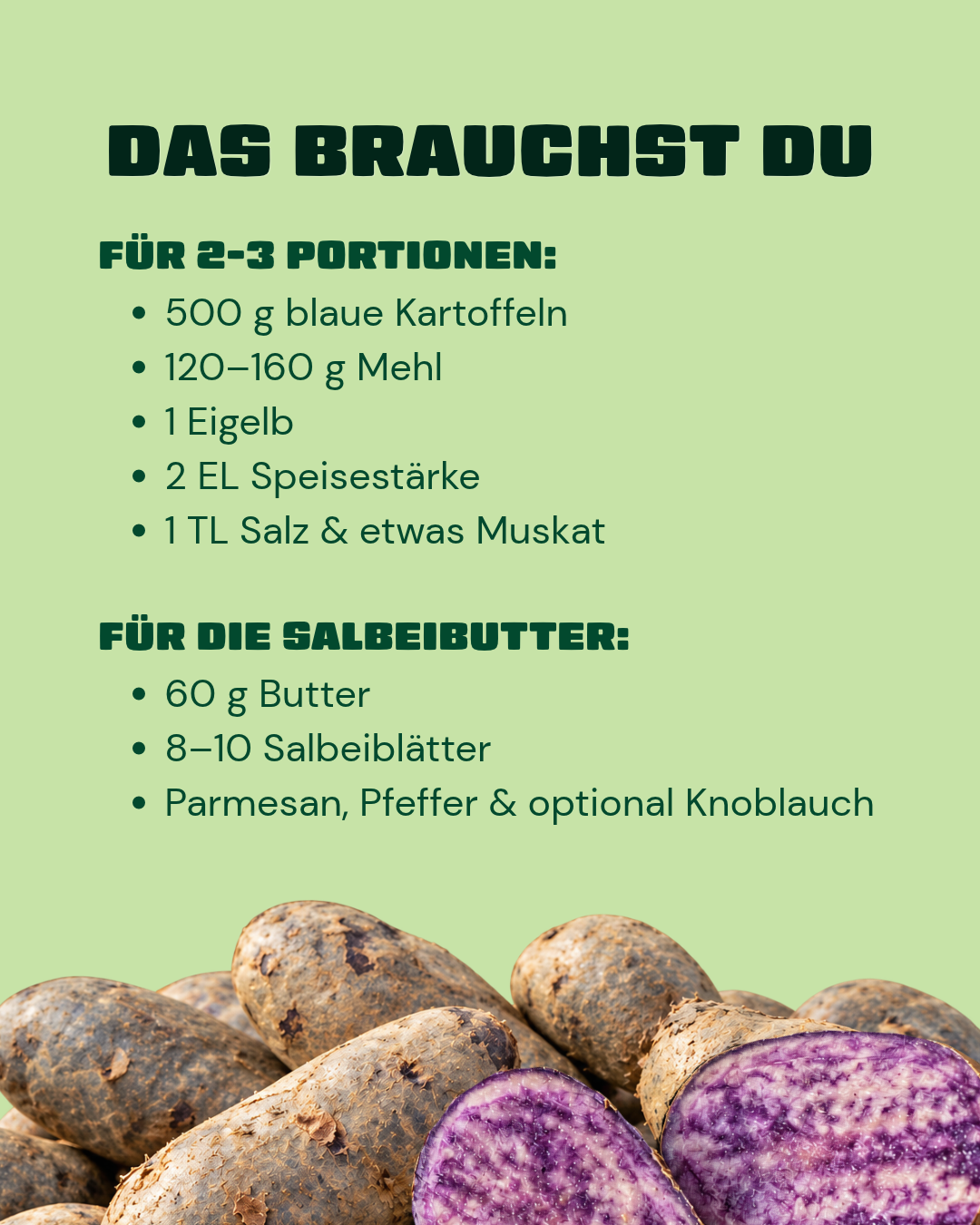 Violette Gnocchi mit Salbeibutter und Parmesan